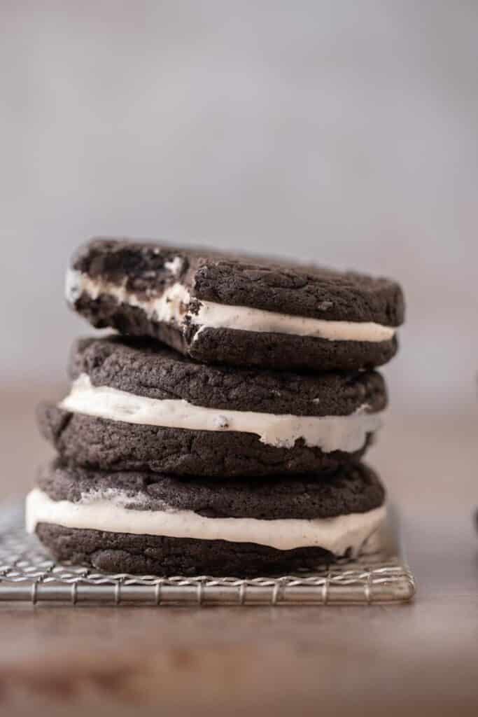 Tower of Crumbl mallow Oreo cookies 