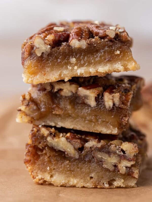 Stack of pecan pie bars