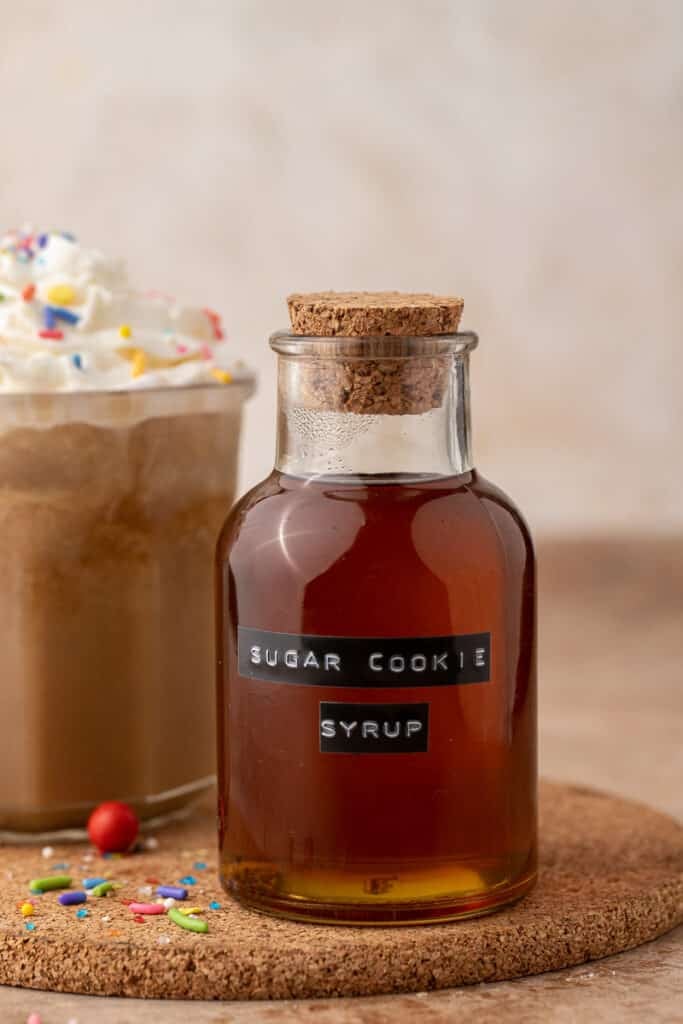 Sugar cookie syrup in a container