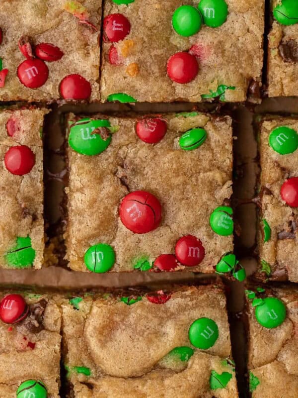 Close up of Christmas blondies