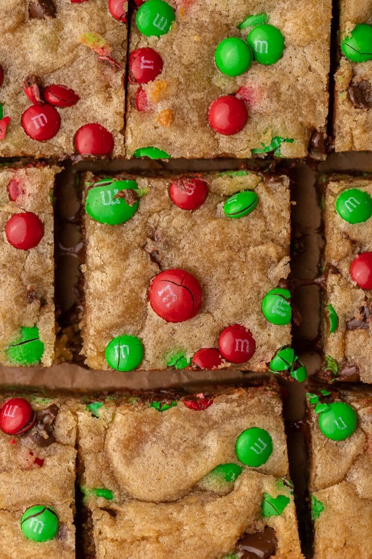 Close up of Christmas blondies