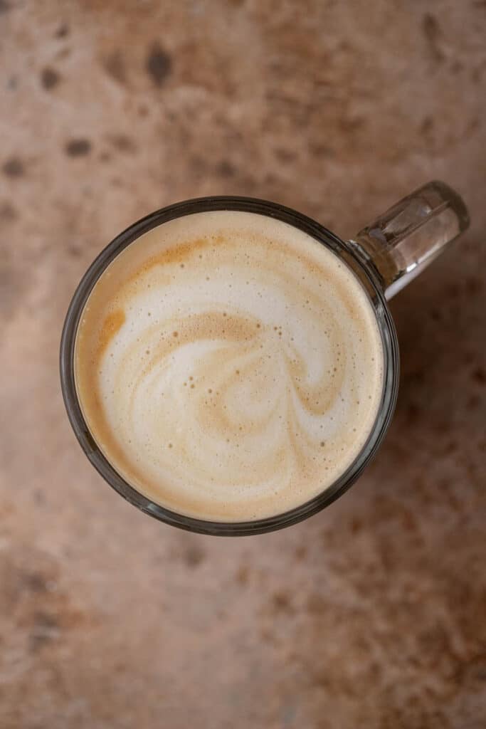 Overhead shot of eggnog latte