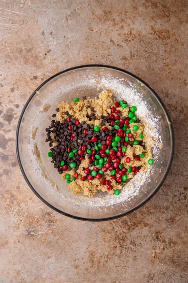 Cookie dough with mix-ins in a bowl