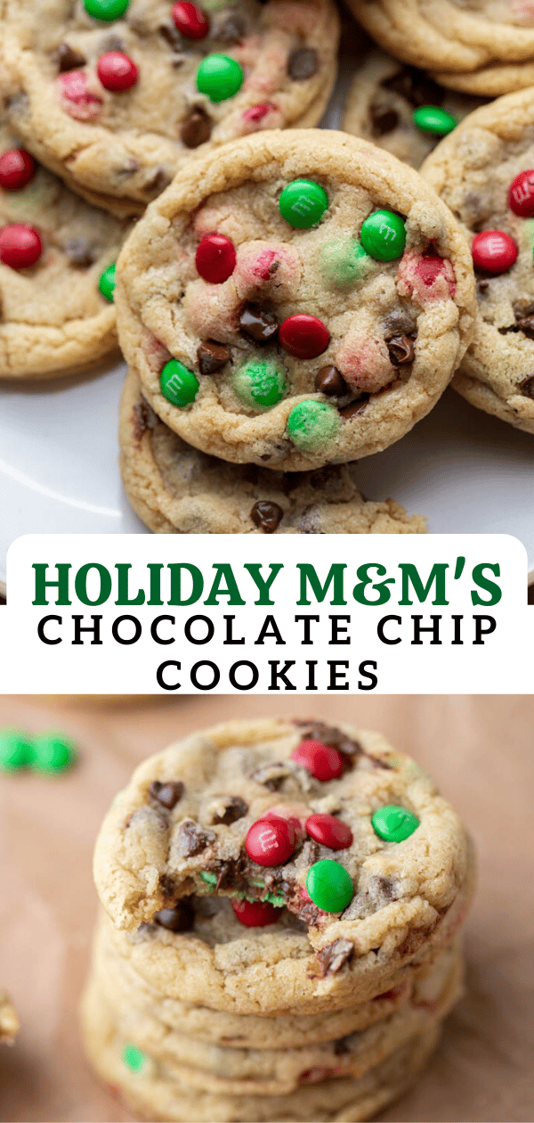 Christmas m&m's chocolate chip cookies