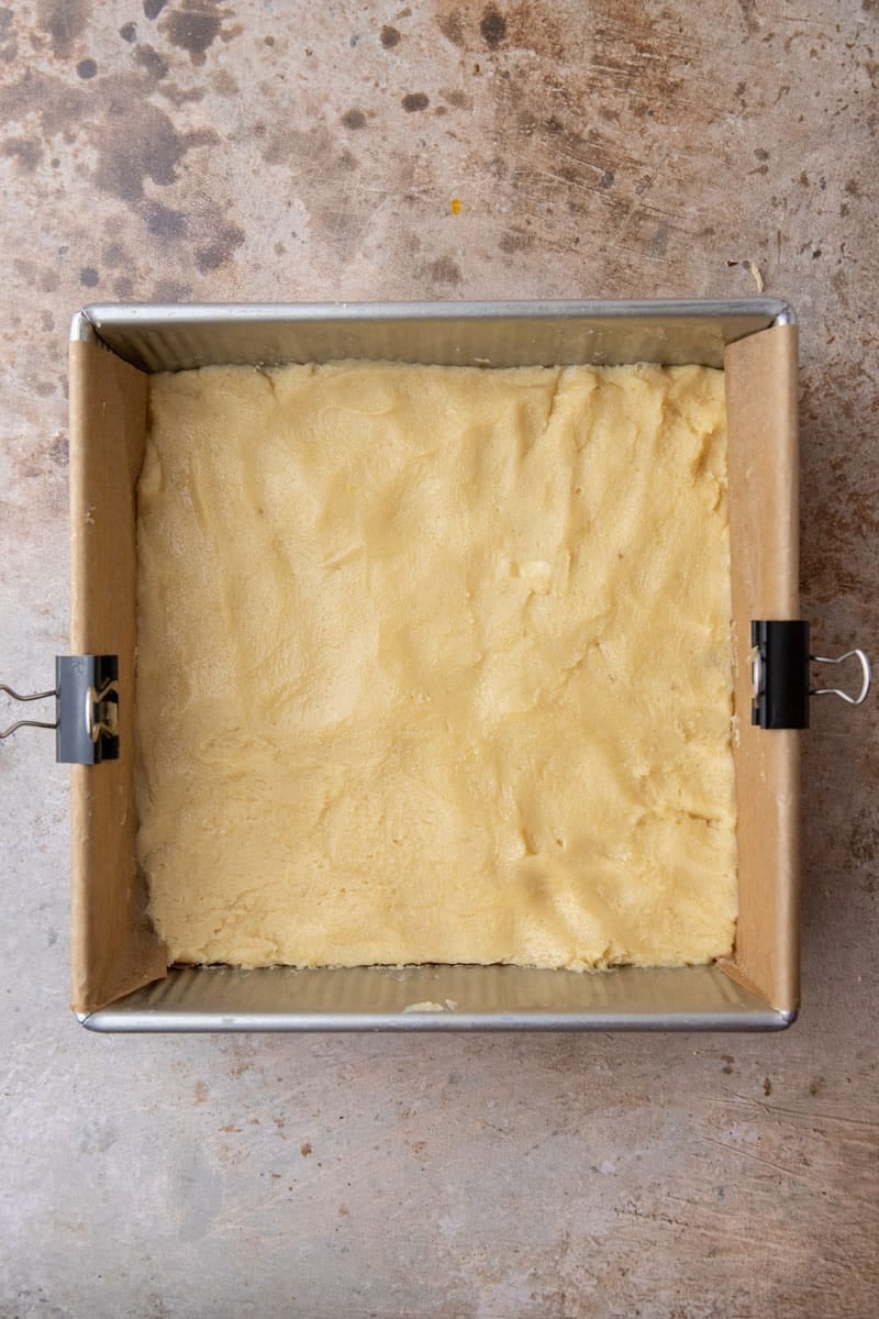 Sugar cookie dough in a pan
