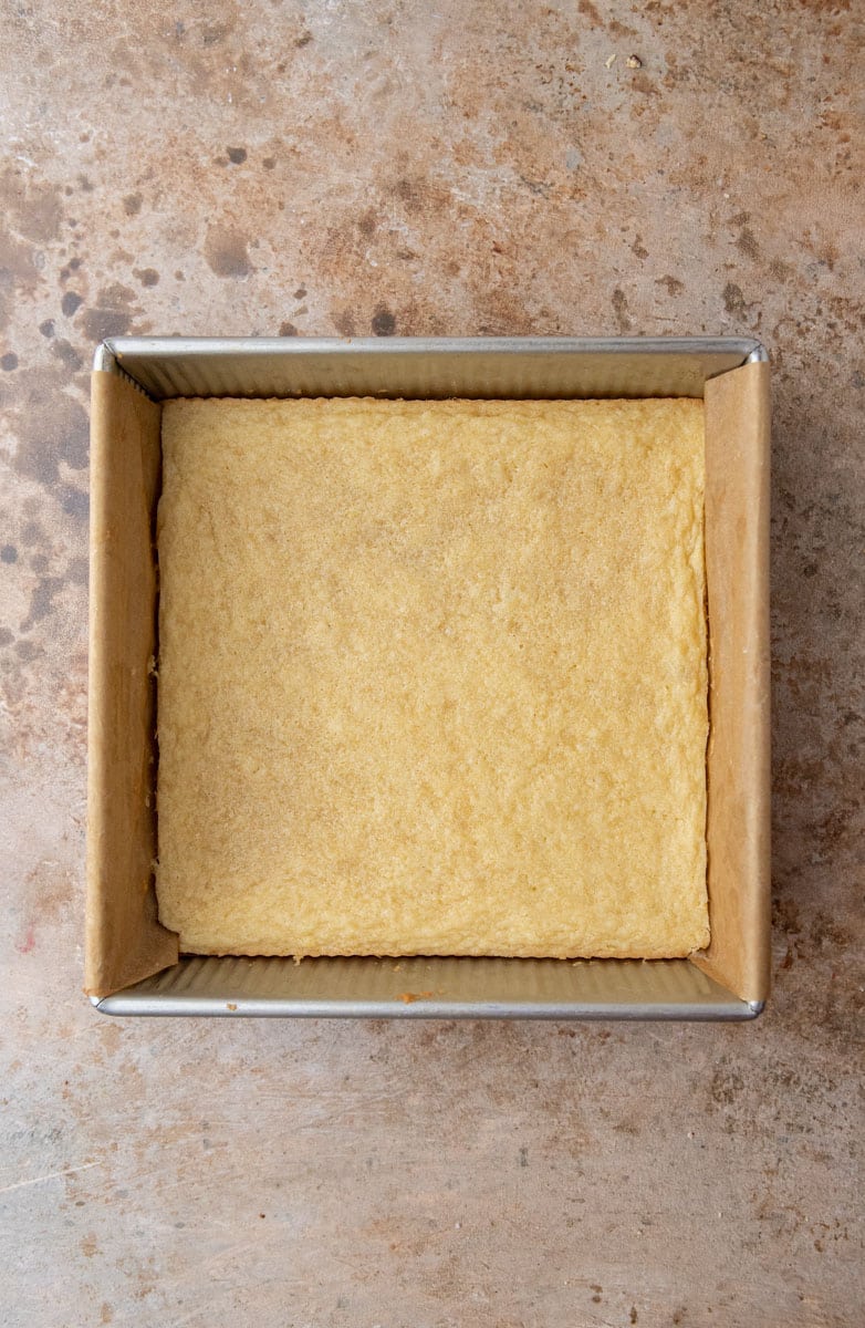 Sugar cookie bars in a pan