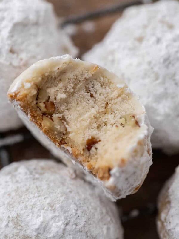 Close up of of snowball cookie