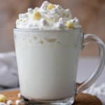 White hot chocolate with whipped cream