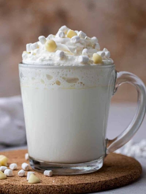 White hot chocolate with whipped cream
