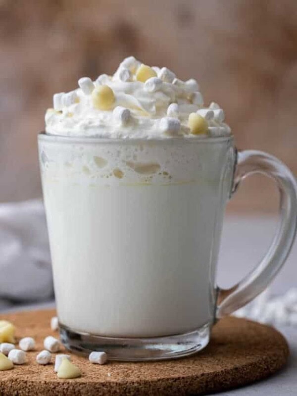 White hot chocolate with whipped cream