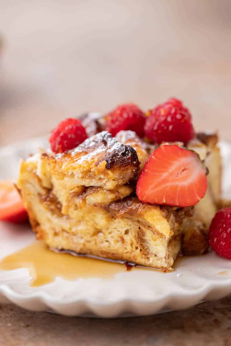 Brioche French toast slice on a plate