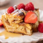 Brioche French toast slice on a plate