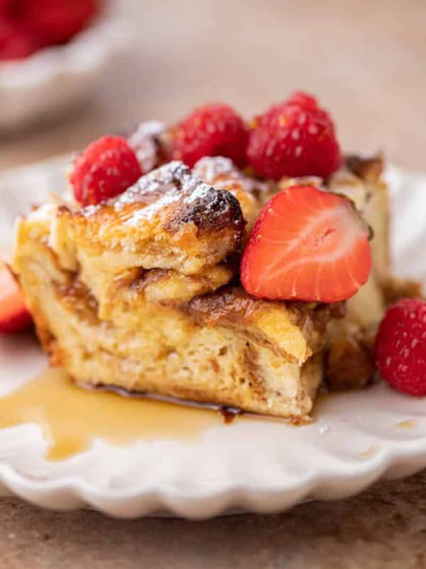 Brioche French toast slice on a plate