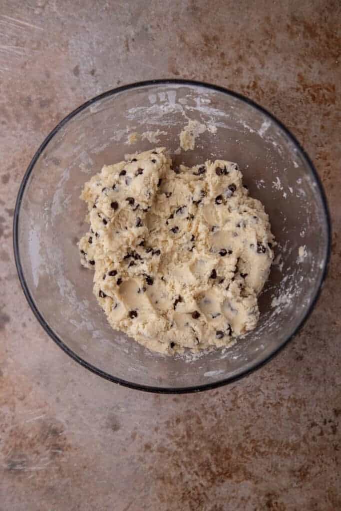 cookie dough in a mixing bowl