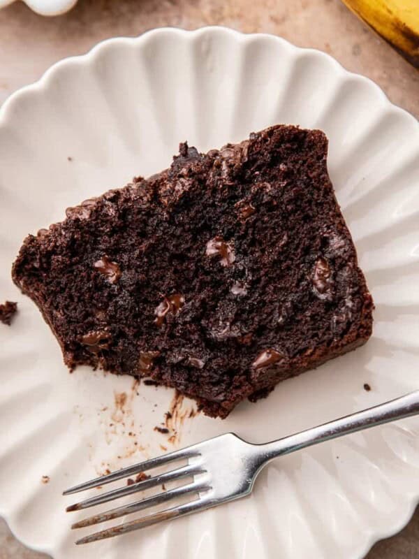 Slice of double chocolate banana bread