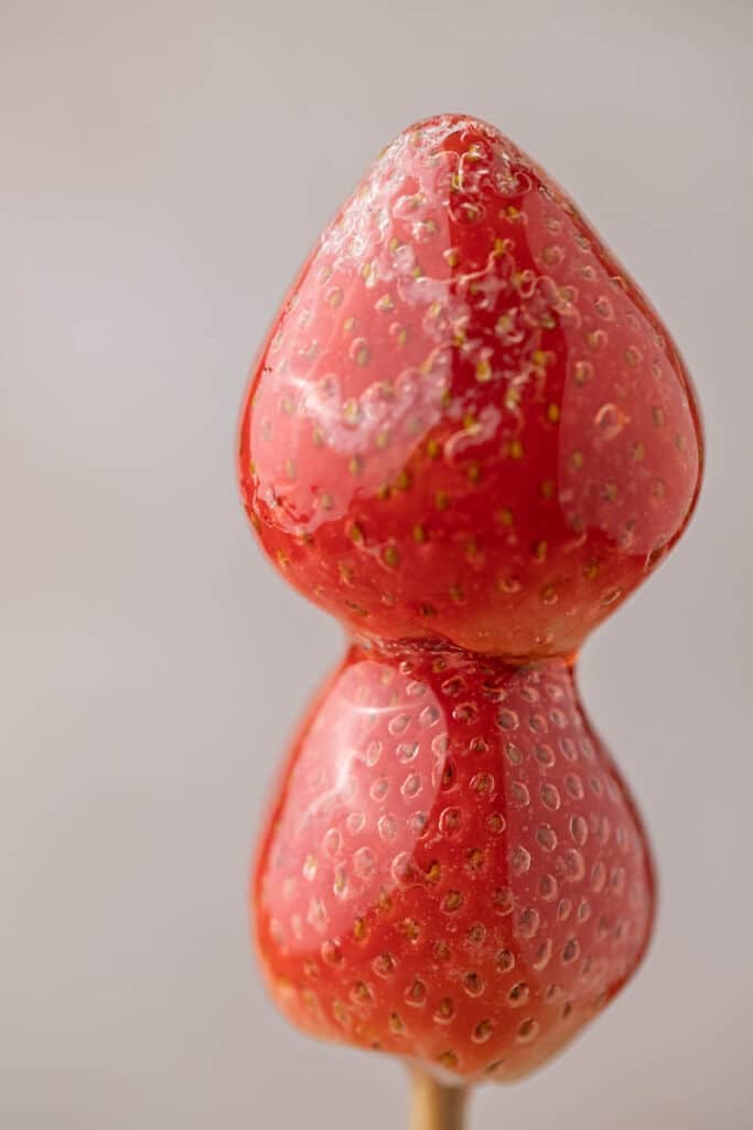 Candied strawberries on a stick