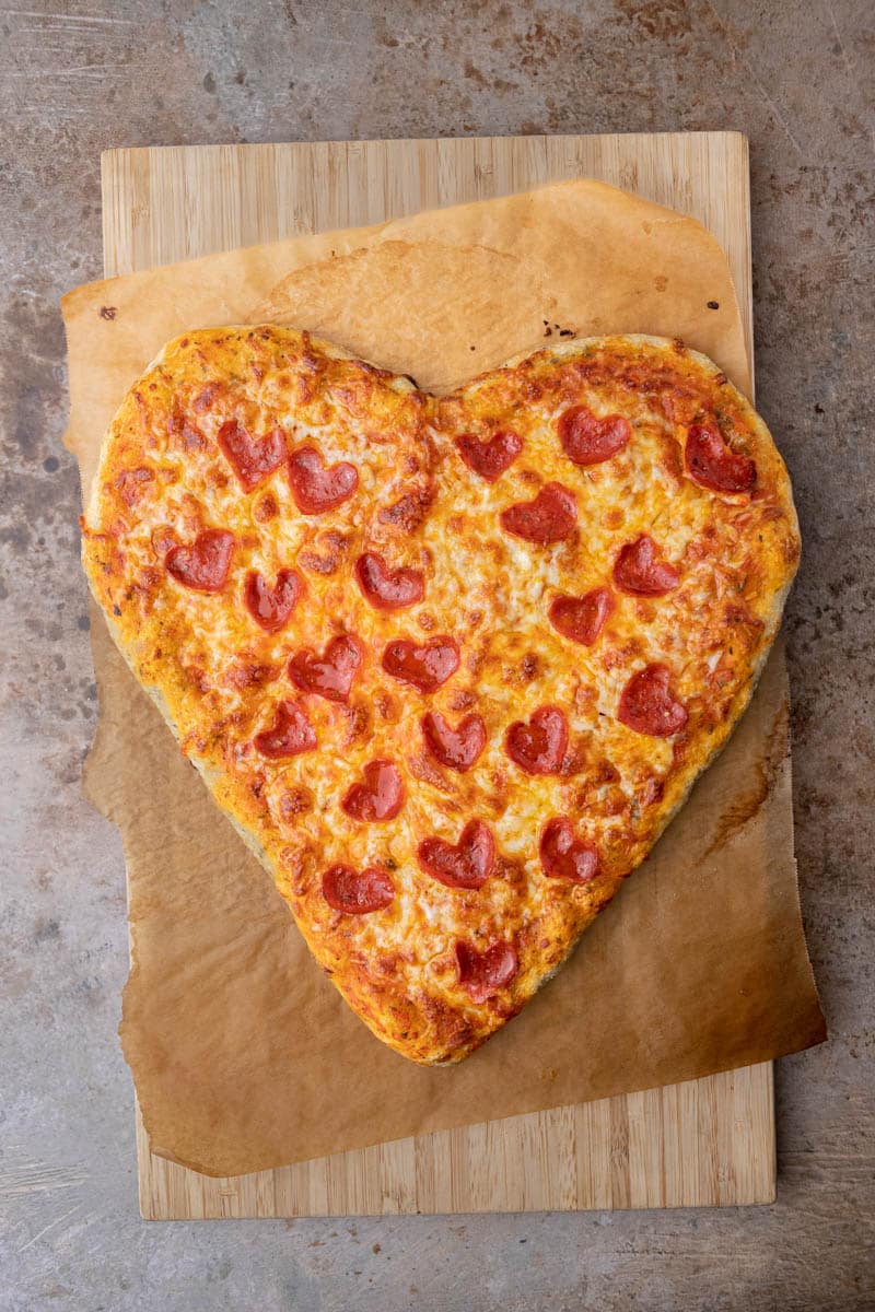 Heart shaped pizza for Valentine's day 