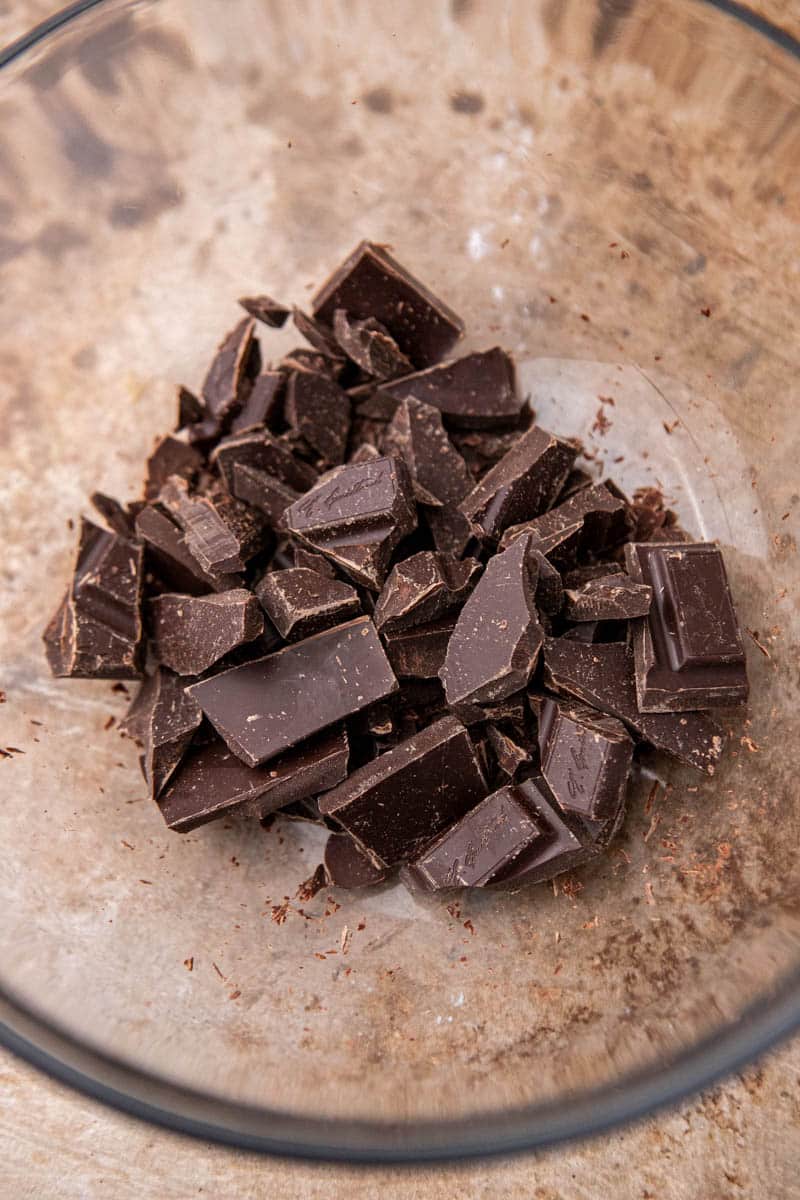 Chopped chocolate in a bowl