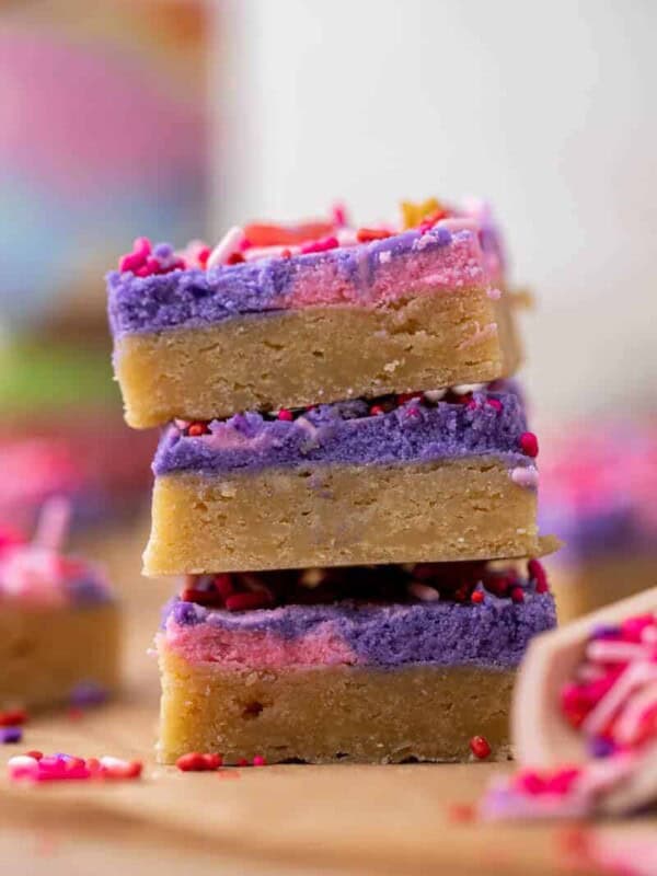 Stack of Valentine's day cookie bars