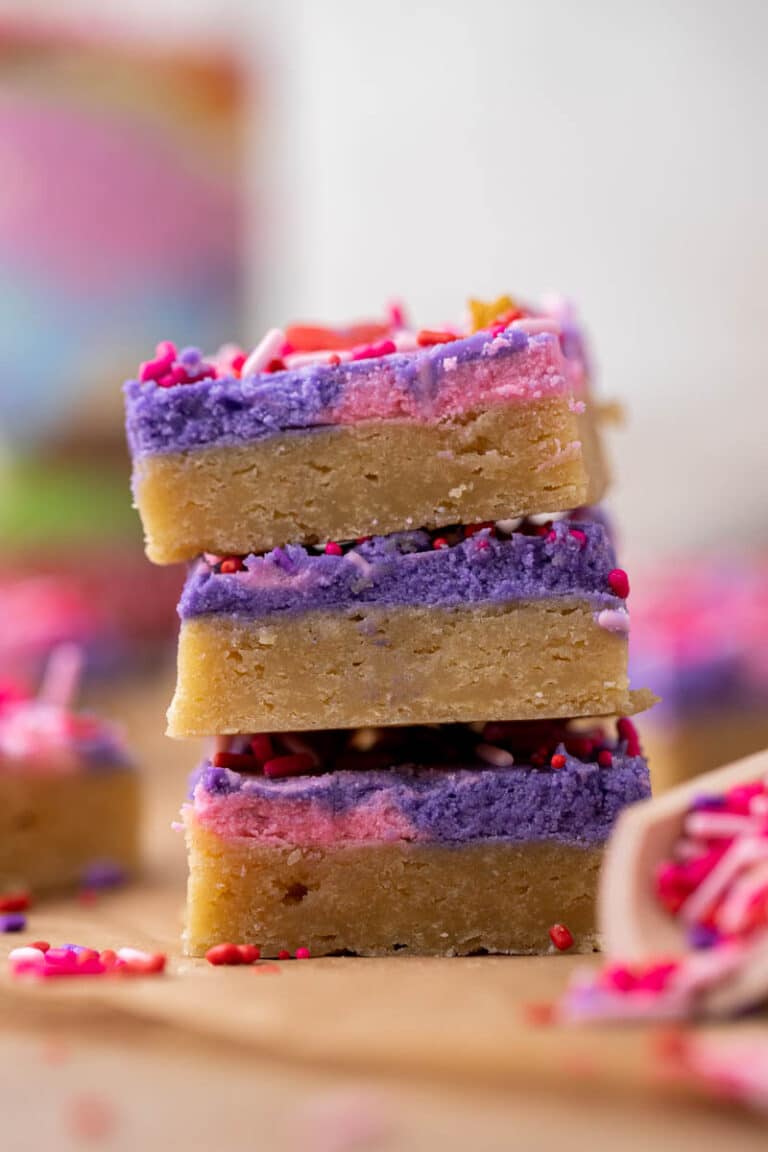Stack of Valentine's day cookie bars
