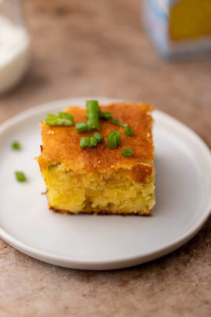 Better Jiffy cornbread toped with green onions