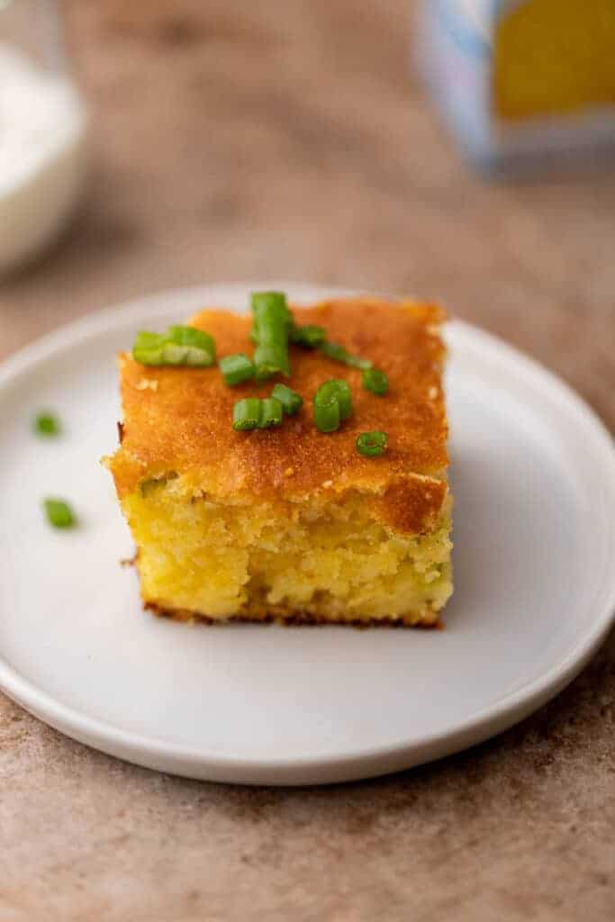 Better Jiffy cornbread toped with green onions