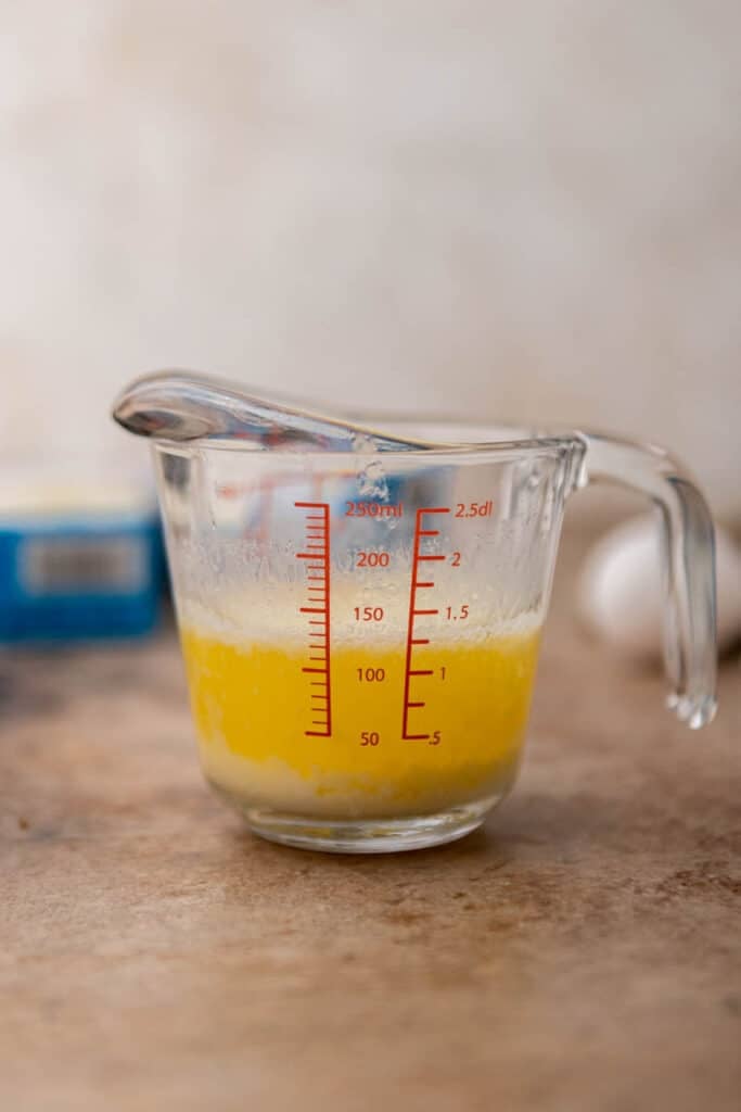 Melted butter in a measuring glass
