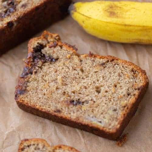 Eggless banana bread slice