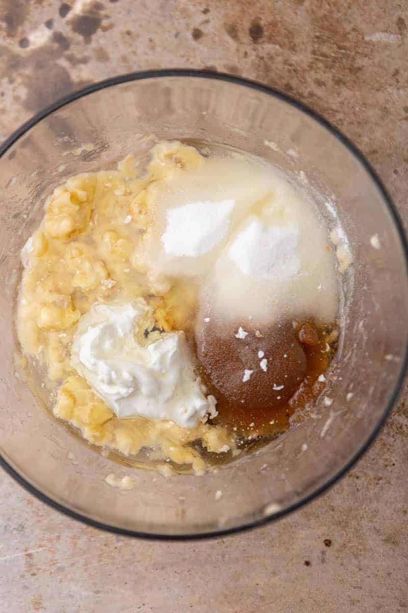 Wet ingredients in a bowl