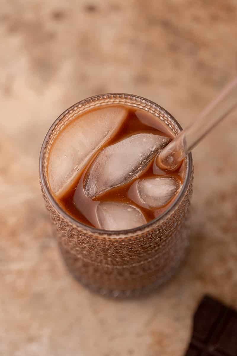 overhead shot of cold brew mocha