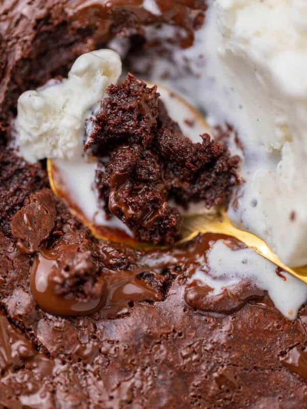 Spoonful of skillet brownie