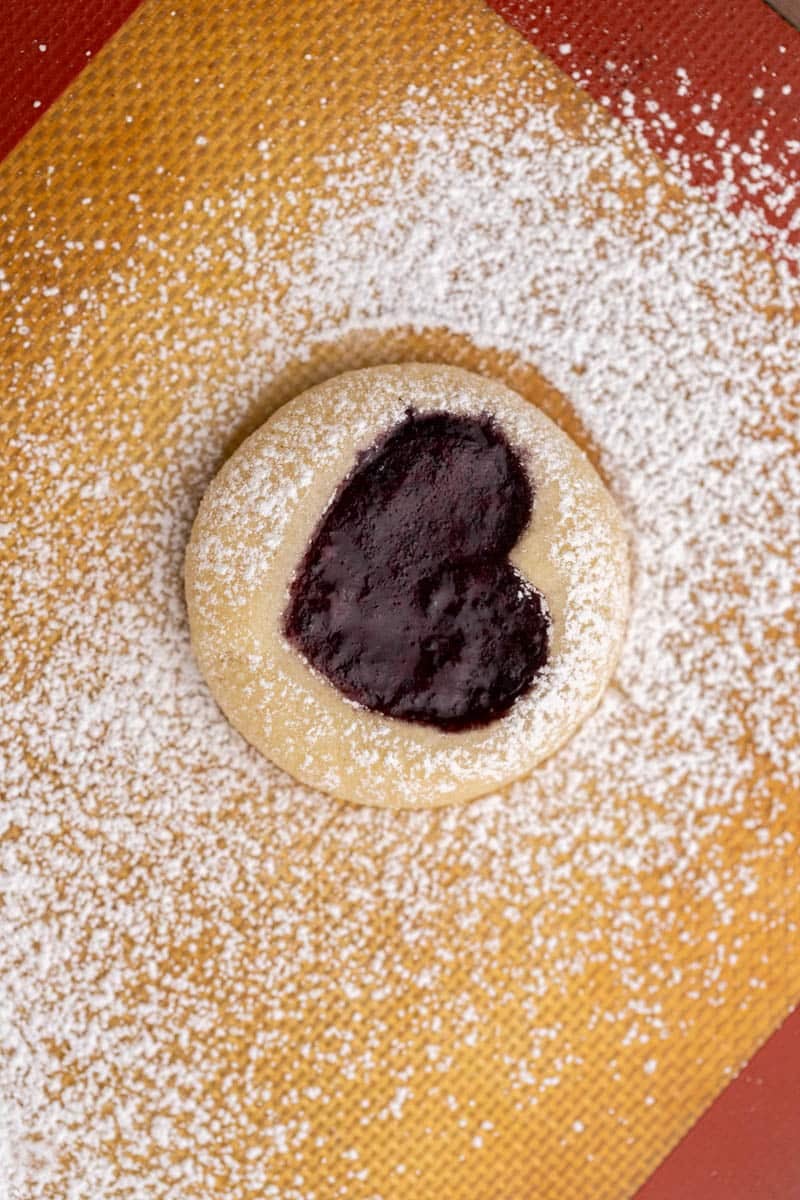 Heart shaped thumbprint cookies