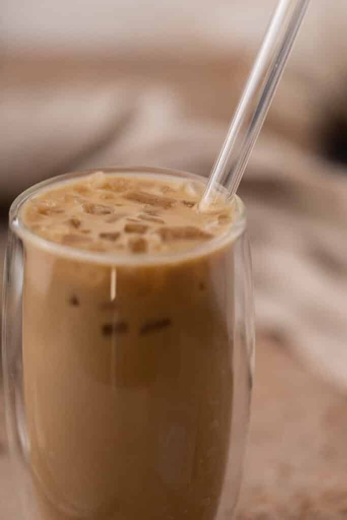 Close up of mcdonalds caramel iced coffee recipe