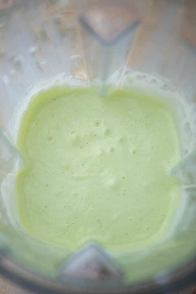 Blended milk in blender