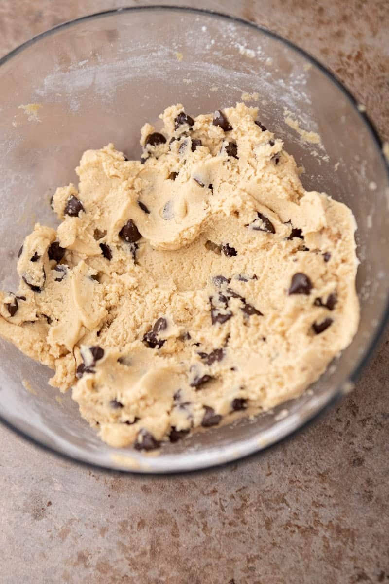 chocolate chip Cookie dough in a bowl