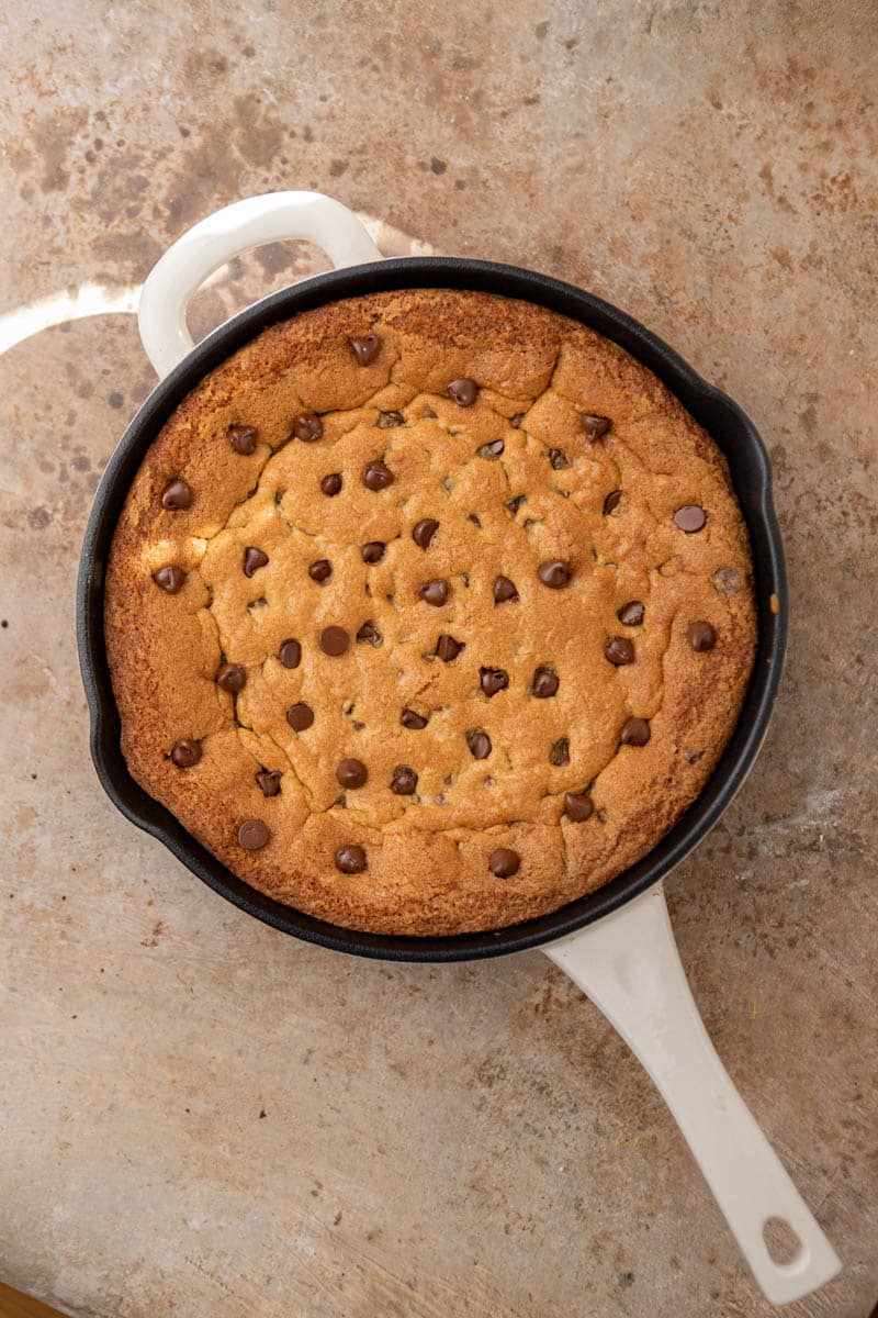 Giant cookie in a cast iron pan