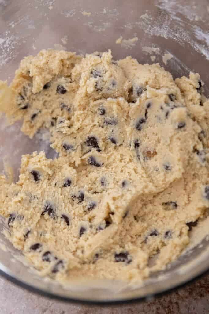Chocolate chip cookie dough mixed