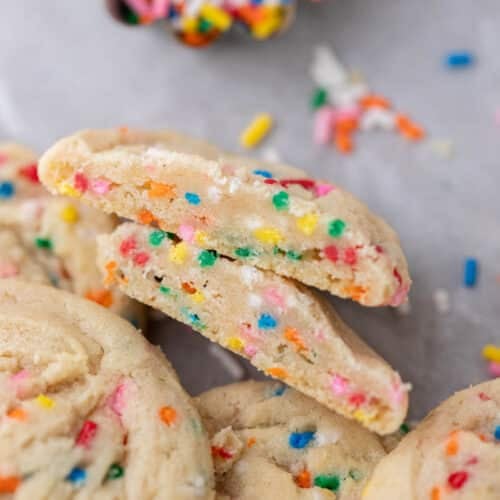 Sliced sugar cookies with sprinkles