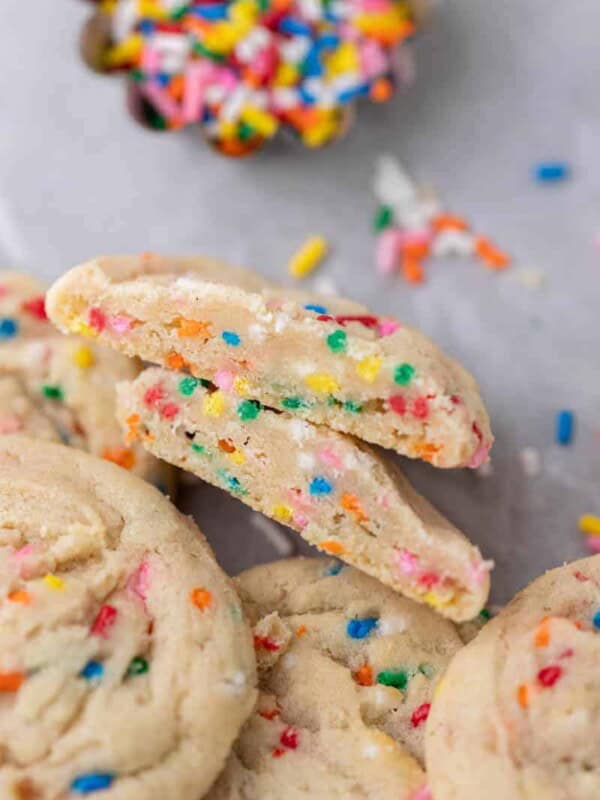 Sliced sugar cookies with sprinkles