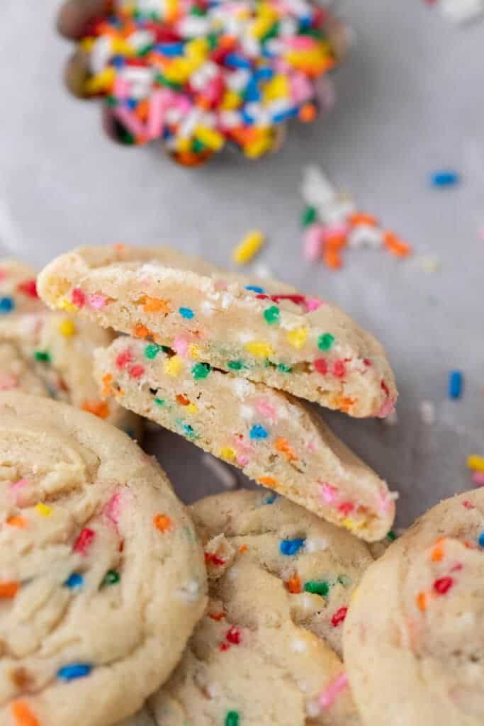 Sliced sugar cookies with sprinkles