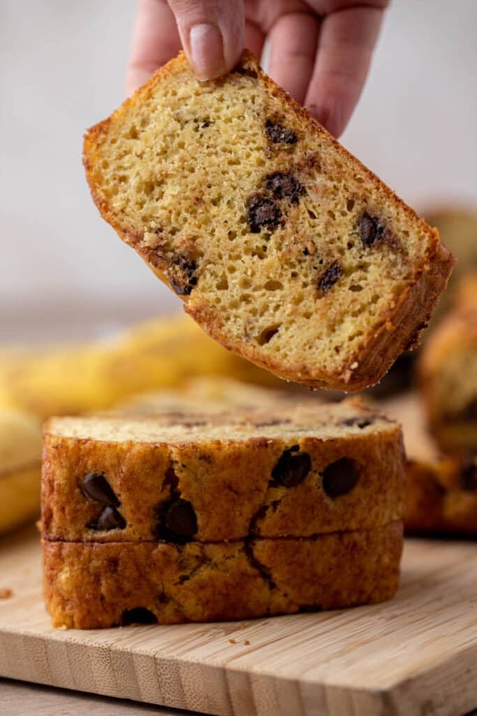 Stack of quick bread with chocolate chips