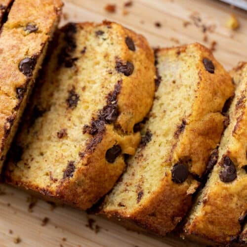 Banana bread with cake mix slices