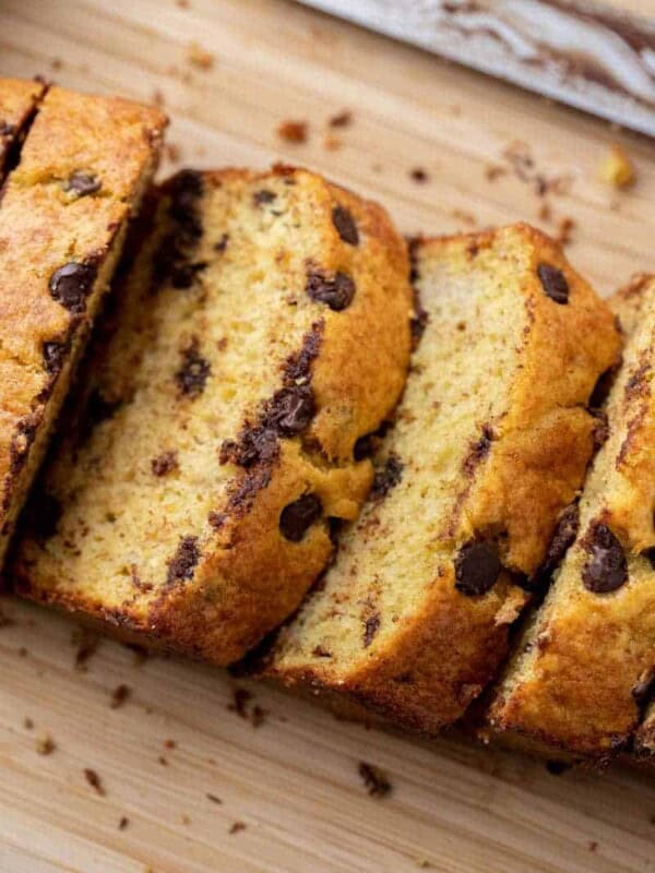 Banana bread with cake mix slices