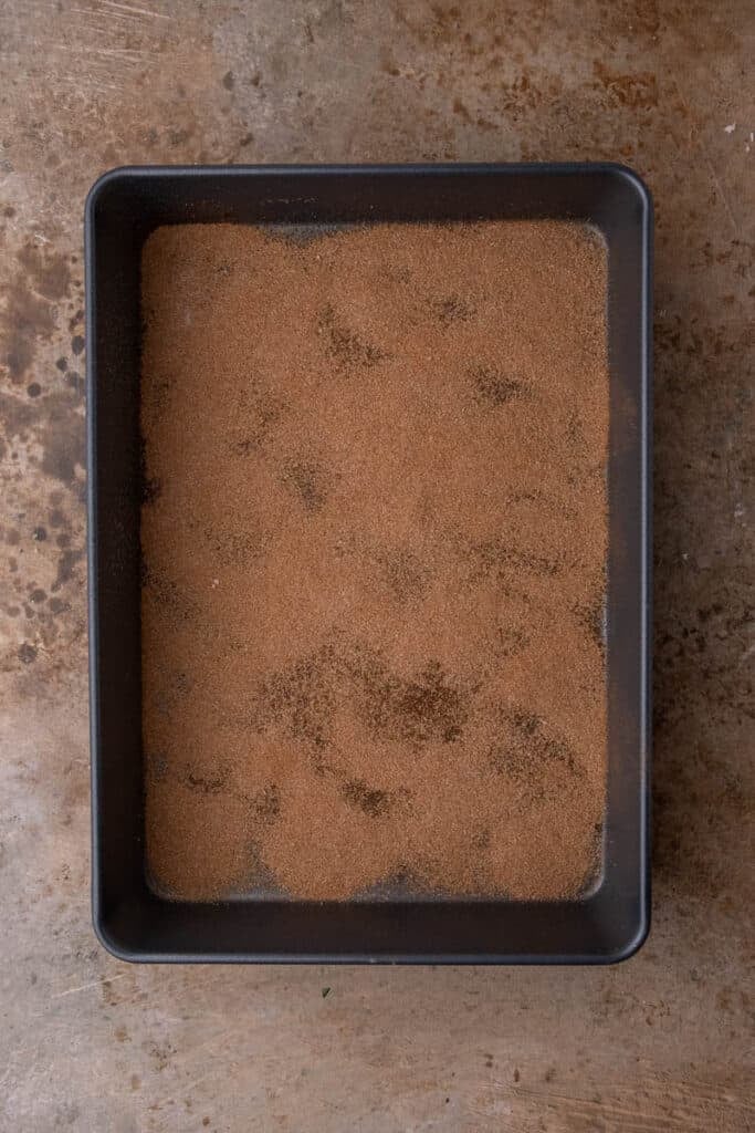 Cinnamon sugar on a pan