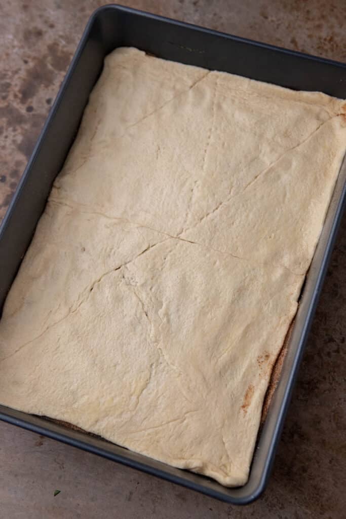 Crescent dough in baking pan