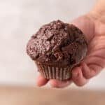 Hand holding Double chocolate muffins
