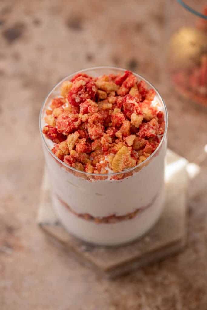 Overhead shot of Strawberry shortcake mcflurry