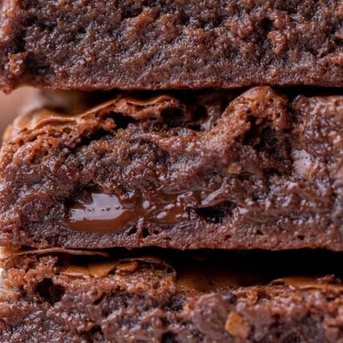 Close up of sliced Nutella brownies