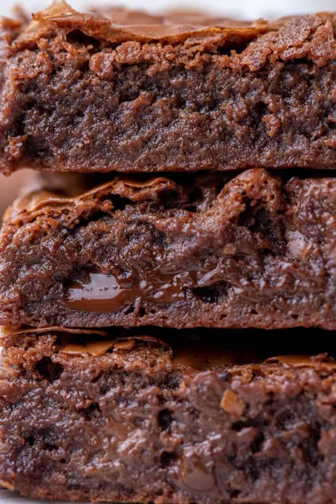 Close up of sliced Nutella brownies