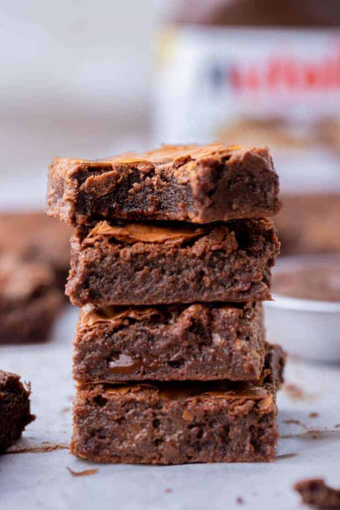 Stack of Nutella brownies